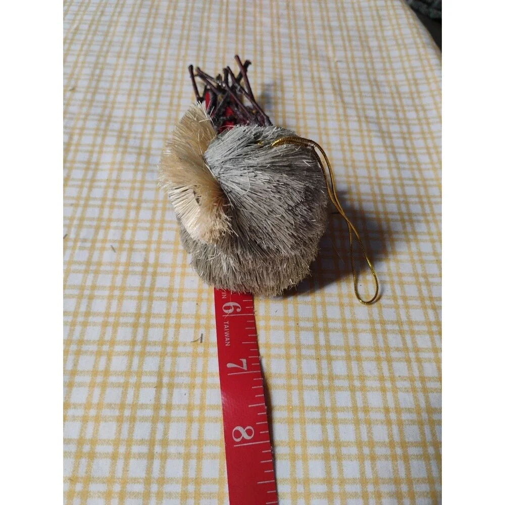 Owl Figurine Styrofoam Ornament Bristle Twigs